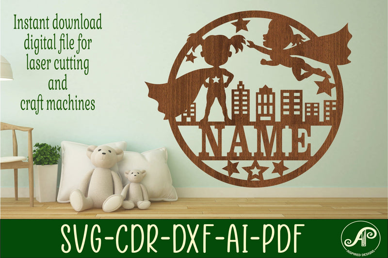 Hero Girl Name sign svg laser cut template, wall art SVG APInspireddesigns 