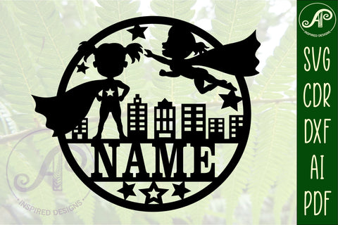 Hero Girl Name sign svg laser cut template, wall art SVG APInspireddesigns 