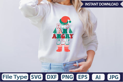 Hes An Angry Elf Retro Sublimation Design Sublimation DesignPlante 503 