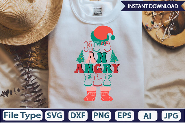 Hes An Angry Elf Retro Sublimation Design Sublimation DesignPlante 503 