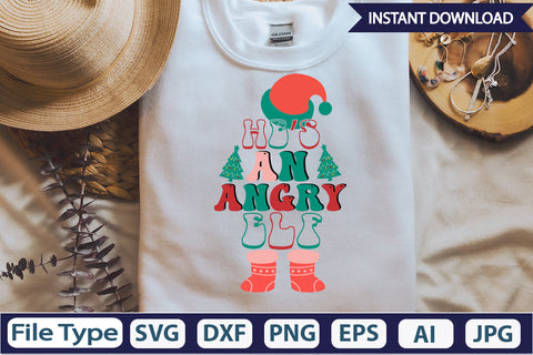 Hes An Angry Elf Retro Sublimation Design Sublimation DesignPlante 503 