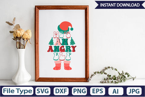 Hes An Angry Elf Retro Sublimation Design Sublimation DesignPlante 503 