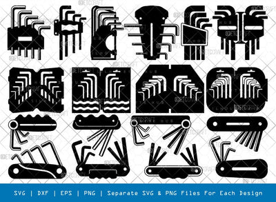 Hex Key Set Silhouette, Hex Key SVG, Allen Key Svg, keys Svg, Hex Key Tool, Hex Key Bundle, SB00949 SVG ETC Craft 