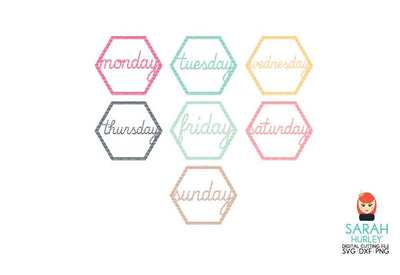 Hexagon Days Of The Week SVG Sarah Hurley 