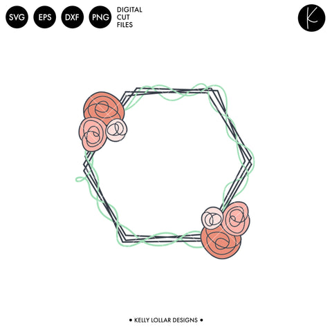 Hexagon Flower Frame SVG Kelly Lollar Designs 