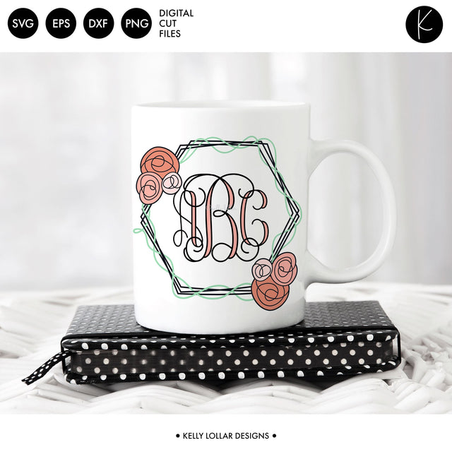 Hexagon Flower Frame SVG Kelly Lollar Designs 