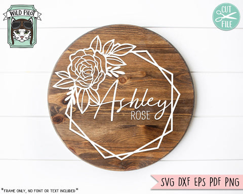 Hexagon Flower Monogram Frame SVG Cut File SVG Wild Pilot 