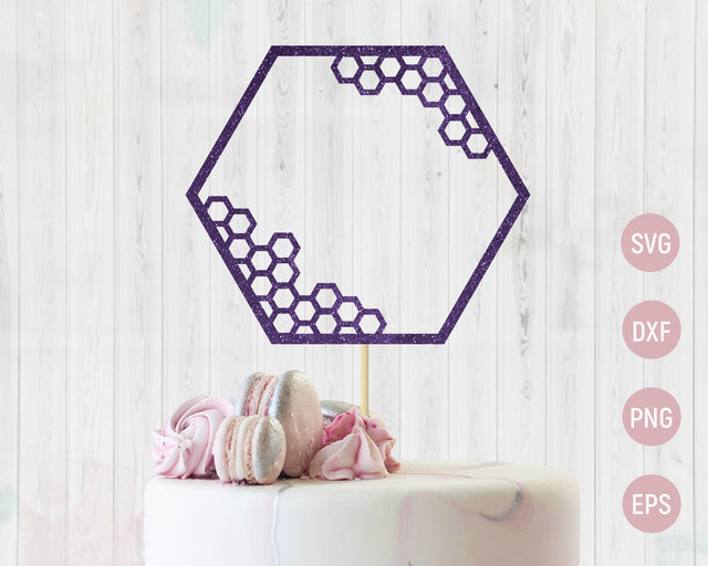Hexagon frame with honeycomb svg, Monogram border svg, Cake topper dxf SVG AnastasiyaArtDesign 