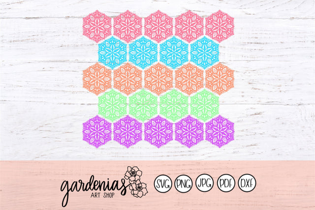 Hexagon Mandala Tiles SVG Gardenias Art Shop 