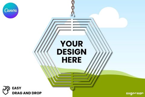 Hexagon Wind Spinner Canva Mockup | Editable | Easy to use Mock Up Photo SvgOcean 