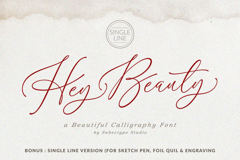 Hey Beauty - Singleline and Calligraphy font Font Subectype Studio 
