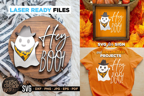 Hey Boo! Cowboy | Halloween SVG Sign SVG The Vintage Signs Shop 