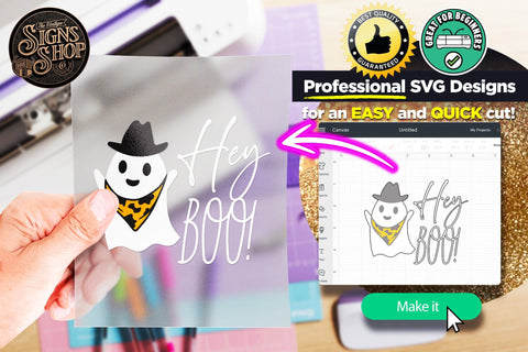 Hey Boo! Cowboy | Halloween SVG Sign SVG The Vintage Signs Shop 