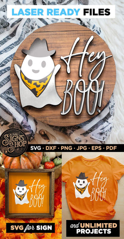 Hey Boo! Cowboy | Halloween SVG Sign SVG The Vintage Signs Shop 