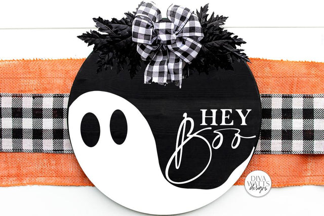 Hey Boo Ghost Round SVG | Round Sign Design SVG Diva Watts Designs 