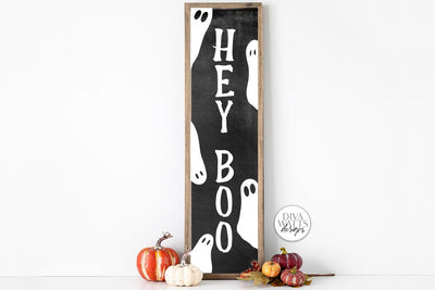 Hey Boo Ghosts SVG | Halloween Vertical Porch Sign Design SVG Diva Watts Designs 