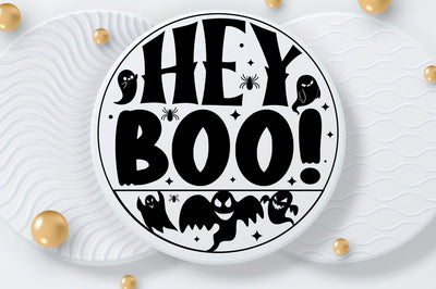 Hey Boo, Halloween Door Sign SVG SVG DESIGNISTIC 