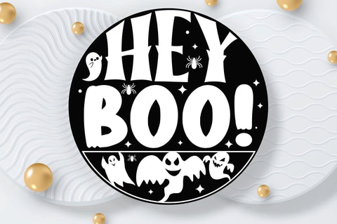 Hey Boo, Halloween Door Sign SVG SVG DESIGNISTIC 