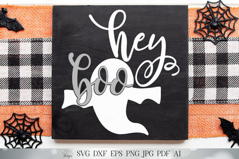 Hey Boo | Halloween Ghost Design | SVG DXF and More SVG Diva Watts Designs 