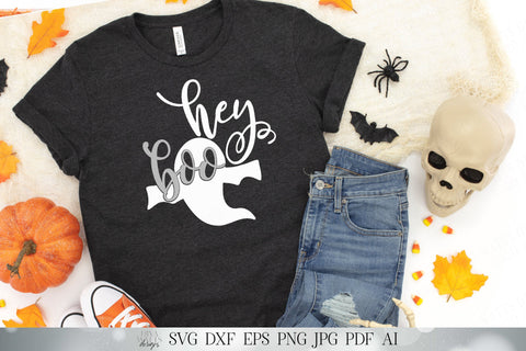 Hey Boo | Halloween Ghost Design | SVG DXF and More SVG Diva Watts Designs 