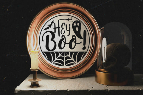 Hey Boo, Halloween Round Sign SVG SVG CraftLabSVG 