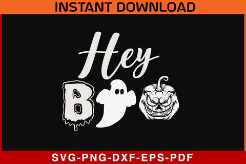 Hey boo halloween T-shirt design SVG PNG Cut File SVG SVG Print File 