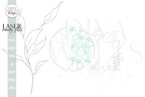 Hey Boo Laser Sign SVG For Halloween Door Hanger Ghost SVG Ghosts For Front Door Sign Welcome Halloween Door Hanger With Ghosts SVG SVG Diva Watts Designs 