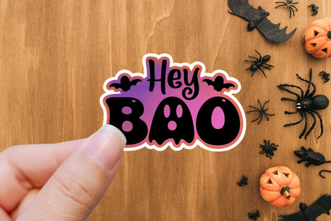 Hey Boo Pin Hey Boo PNG | Printable Halloween Sticker - So Fontsy