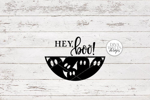 Hey Boo SVG | Halloween Round Sign Design SVG Diva Watts Designs 