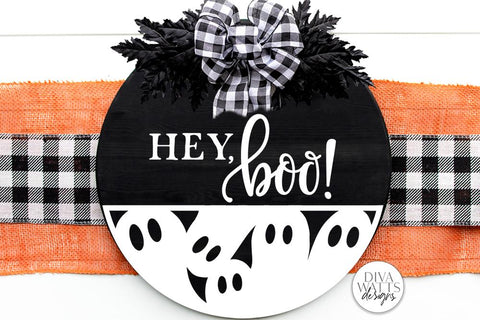 Hey Boo SVG | Halloween Round Sign Design SVG Diva Watts Designs 