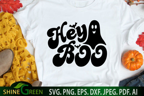 Hey Boo SVG - Halloween T-Shirt Design SVG Shine Green Art 