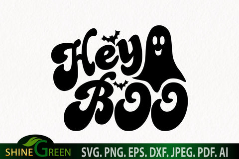 Hey Boo SVG - Halloween T-Shirt Design SVG Shine Green Art 