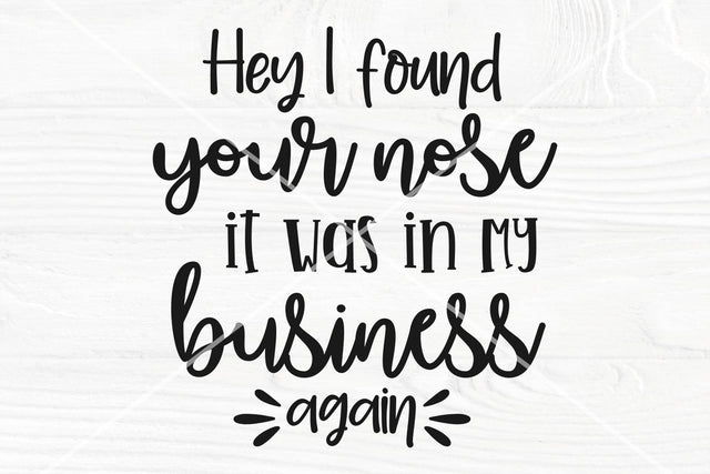 Hey I found you nose, it was in my business again SVG | Funny svg | Snarky svg SVG TonisArtStudio 