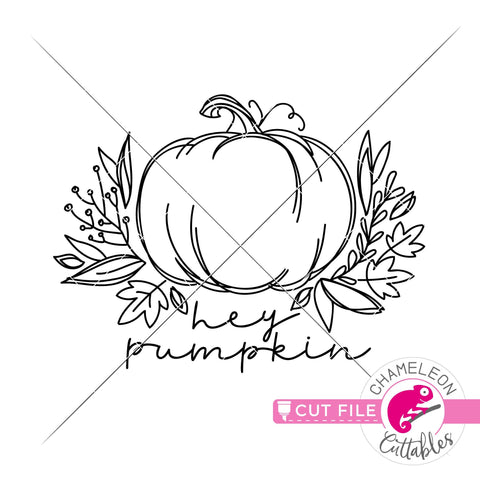 Hey Pumpkin sketch drawing svg png dxf SVG Chameleon Cuttables 