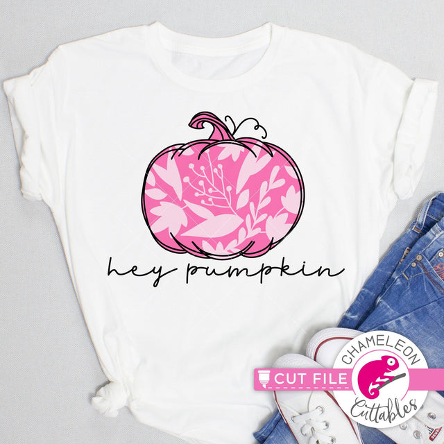 Hey Pumpkin with leaf pattern svg png dxf SVG Chameleon Cuttables 