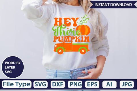 Hey There Pumpkin SVG Cut File SVGs,Quotes and Sayings,Food & Drink,On Sale, Print & Cut SVG DesignPlante 503 