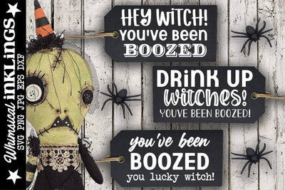 Hey Witch-Boozed Tag Set SVG Whimsical Inklings 