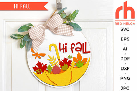 Hi Fall SVG - Door Hanger Cut File SVG RedHelgaArt 