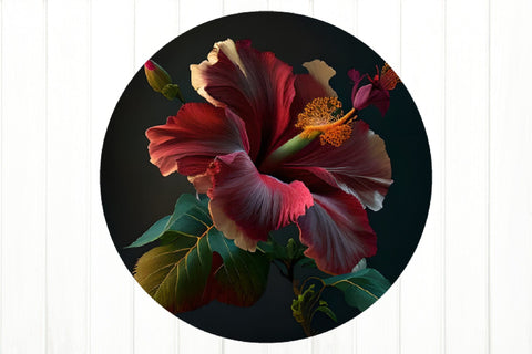 Hibiscus Earring Sublimation. Tropical Flower Earrings PNG Sublimation Olga Terlyanskaya 