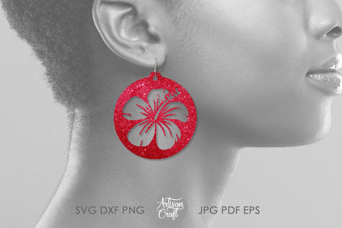 Hibiscus Earrings SVG for making beach vacation jewelry SVG Artisan Craft SVG 