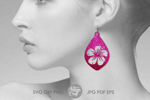 Hibiscus Earrings SVG for making beach vacation jewelry SVG Artisan Craft SVG 
