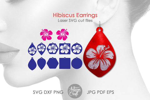 Hibiscus Earrings SVG for making beach vacation jewelry SVG Artisan Craft SVG 
