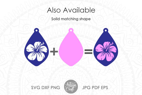 Hibiscus Earrings SVG for making beach vacation jewelry SVG Artisan Craft SVG 