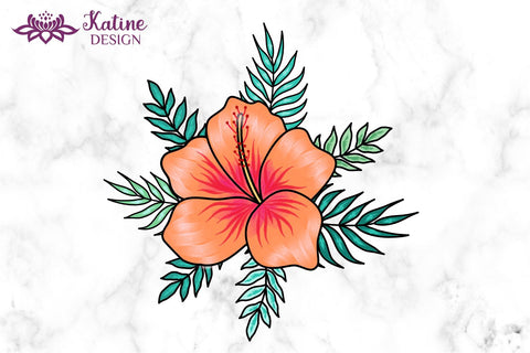 Hibiscus Flower Png Bundle Summer Sublimation Designs. Tropical floral hawaii clipart for crafting and sublimation printing Sublimation KatineDesign 