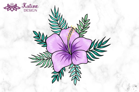 Hibiscus Flower Png Bundle Summer Sublimation Designs. Tropical floral hawaii clipart for crafting and sublimation printing Sublimation KatineDesign 