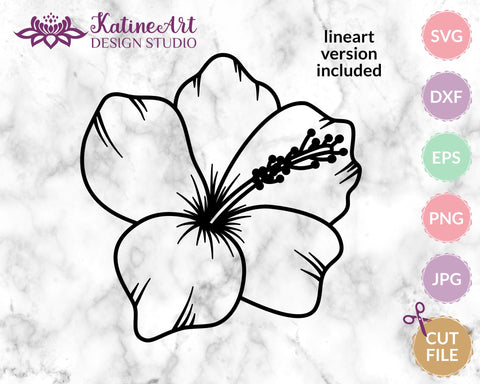 Hibiscus flower svg cut file, tropical floral clipart SVG KatineArt 