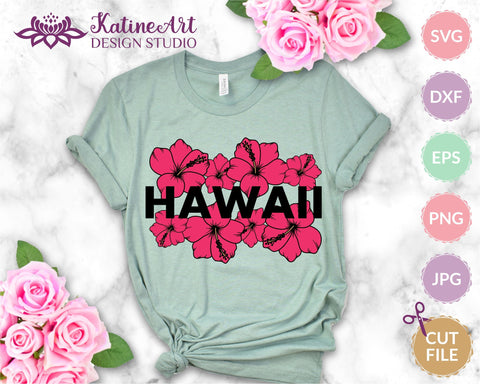 Hibiscus flower svg cut file, tropical floral clipart SVG KatineArt 