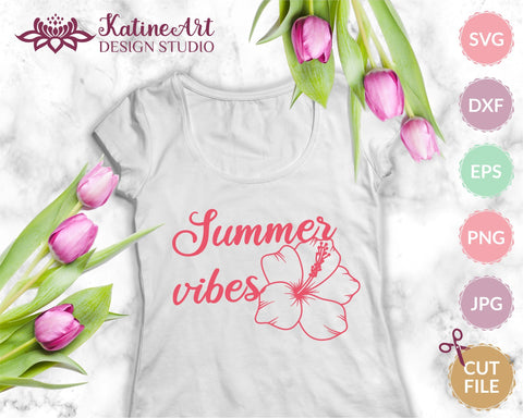Hibiscus flower svg cut file, tropical floral clipart SVG KatineArt 
