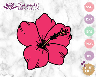 Hibiscus flower svg cut file, tropical floral clipart SVG KatineArt 