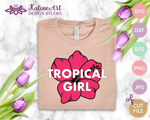 Hibiscus flower svg cut file, tropical floral clipart SVG KatineArt 